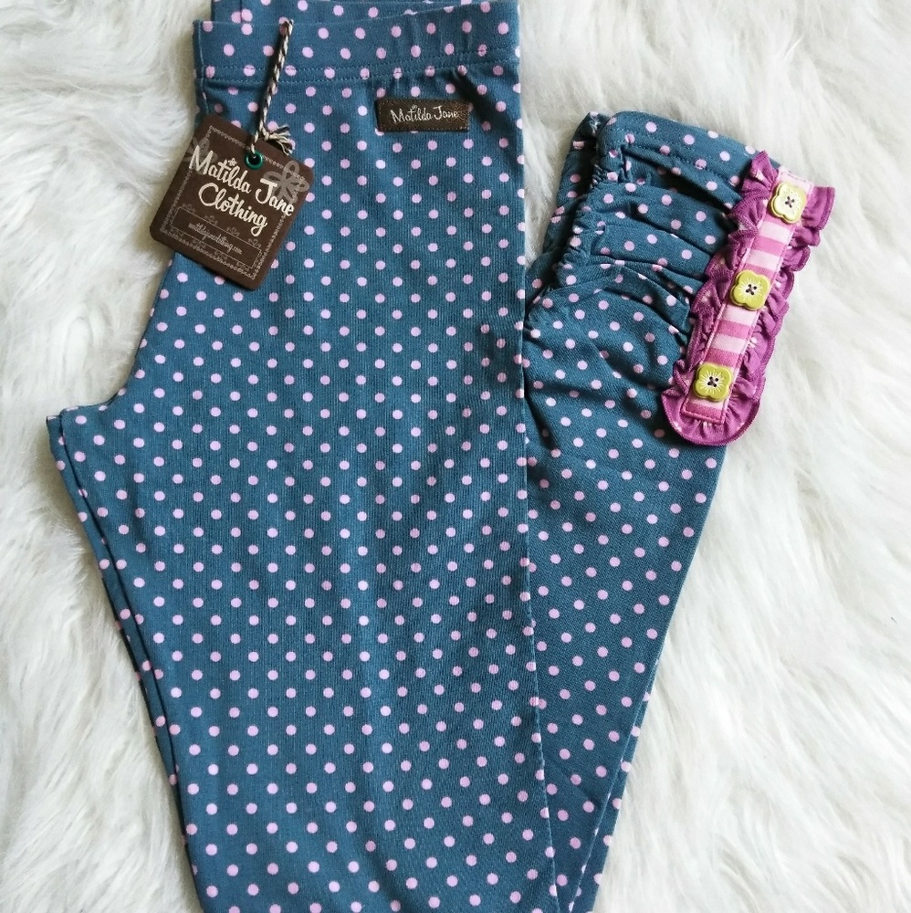 Matilda Jane Polka Dot Leggings Size 12 NWT